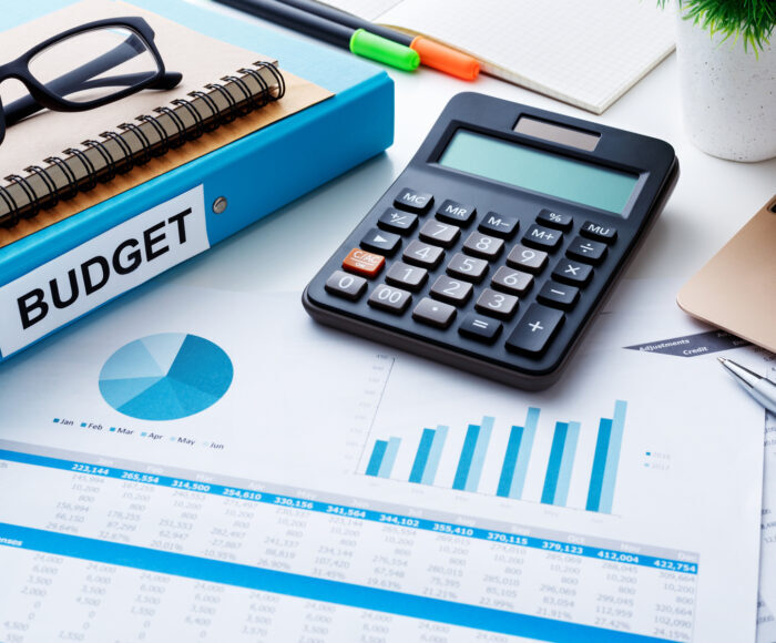 Financial and budget planning with chart report